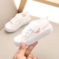 Zapatos de caminar para bebé en malla blanca con bordado de margaritas y correas de velcro - Longitud Interior 17.0cm Talla 28 / Blanco