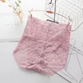 Elegant high-waisted floral lace panties in soft pink displayed with lifestyle props - Shrimp Pink