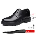 Men's black formal elevator dress shoes with 3cm height increasing insole and 5cm thick sole - 37 / 8CM Height Increasing Style (9102)
