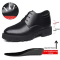 Herren 10cm höhenverstellbare schwarze Leder-Business-Schuhe mit atmungsaktivem Design - 37 / Höhenvergrößerung Ausschnitt-Stil (7108-1) / Schwarz