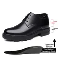 Premium black men's formal leather elevator shoes with 10cm total height increase - 37 / 10CM Height Increase [9103]