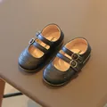 Classic black British style children's Mary Jane leather shoes for toddler girls - 21 / Black