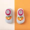 Cartoon Baby-Laufschuhe mit weicher Sohle und atmungsaktivem Strickstoff für innen - Grauer Fuchs