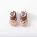 Close-up top-down view of brown cartoon baby walking socks shoes with soft soles - Size 18/19 (Insole 11.5cm) / Brown Bear