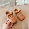 Elegante Kleinkind Mädchen Mary Jane Schuhe mit weicher Sohle und Schleife in Hellbraun - 19 / Braun