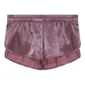 Men's silky mauve boxer shorts with fake two-piece design for lounge and sleepwear - Light Pink