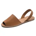 Sandales plates à bride arrière marron pour femmes avec bout ouvert et semelle souple - 35 / Marron