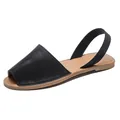 Sandales plates noires à bout ouvert décontractées avec bride arrière élastique - 35 / Noir