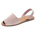 Sandales plates roses pour femmes avec bride arrière, bout ouvert et semelle souple - 35 / Rose