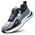 Atmungsaktive Herren Mesh-Sneaker in Schwarz Grau und Weiß mit moderner Farbkombination - 44 / Grau