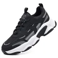 Modische atmungsaktive Herren-Sneaker in Schwarz-Weiß mit dicker weicher Sohle - 44 / Schwarz