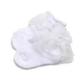 Macro detail of white breathable mesh newborn socks featuring elegant lace ruffles - Lace Mesh Socks / 0-1 Year One Size / White Lace Mesh Style