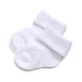 Close-up view of soft white breathable mesh baby socks with comfortable folded cuffs - Mesh Fold-Over Socks / 0-1 Year One Size / White Fold-Over Mesh Style