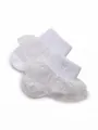 Soft white baby socks with elegant lace ruffles and embroidered cross detail for infants - White Lace Cross Embroidery