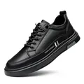 Men's trendy black casual sneakers with Fashion Astronaut print and sporty sole design. - Black