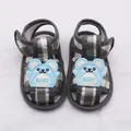 Soft sole baby sandals with blue cartoon mouse and gray checkered pattern - Size 11 (10.5CM) / Dull Gray Style (LX006)