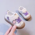 Breathable mesh toddler walking shoes for girls with purple laces and non-slip rubber sole - Size 17 (12.5cm) / Purple Pink