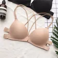 Reggiseno push-up senza ferretto con chiusura frontale e spalline sottili beige - Taglia unica (40-65kg) / Top / Colore pelle