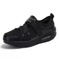 Chaussures de marche en maille respirante noire pour femmes avec coussin d'air et velcro - Noir