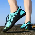 Turquoise quick-dry aqua shoes for outdoor swimming and hiking with non-slip rubber sole - 35 / Off-white