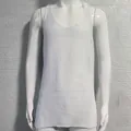 Frontal view of white knitted mesh tank top for men featuring a breathable texture - M / Tops / White