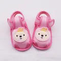 Detailed view of pink infant sandals with cute cartoon bear decoration - Size 11 (10.5CM) / Bear Pink Style (LX006)