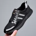 Premium men's black leather mesh sneaker with a hidden 6cm height increasing inner sole - 37 / Black Mesh 6cm Elevated