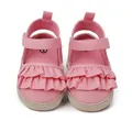 Zapatos de lona rosa con volantes para bebés que empiezan a caminar de 0 a 1 año - Rosa