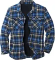 Vue détaillée de la veste chemise en flanelle à carreaux bleue pour homme avec doublure polaire - S / Hauts / Carreaux Bleu