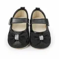Chaussures de princesse bébé fille noires avec nœud pailleté et bride velcro - Noir