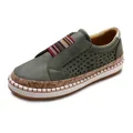 Zapatos planos casuales verde oliva para mujer con correa elástica de rayas color - Verde