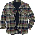 Veste chemise classique en flanelle à carreaux verts pour hommes avec doublure polaire - S / Hauts / Carreaux verts
