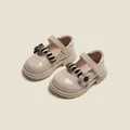 Beige Baby-Prinzessin-Schuhe für Mädchen mit Streifen und Blumen, weiche Sohle - Größe 15 / 11,5cm Innen / Prinzessin Lauflernschuhe (30MBX6887) / Beige