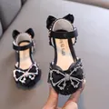 Eleganti scarpe da principessa nere per bambine con fiocco di strass - 21 / Nero