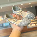 Elegant silver sparkly sequined Mary Jane shoes for girls featuring cute star charms - 26 / Bowknot Crystal Shoes (V76) / Silver