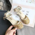Sparkling gold glitter girls' dress shoes with bow detail for parties and dance - 26-30 Bundle / Bowknot Crystal Shoes (V75) / Gold
