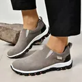 Grey men's casual outdoor slip-on sneakers with durable non-slip sole for hiking. - 38 / Gray