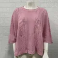 Pink crochet hollow-out beach cover-up with a loose fit for summer holidays. - Pink