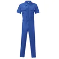 Men's short-sleeved blue workwear jumpsuit with drawstring waist and chest pockets. - Blue