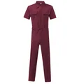 Premium men's wine red short sleeve workwear jumpsuit with adjustable drawstring waist - Burgundy