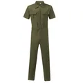 Men's olive green short sleeve utility jumpsuit with drawstring waist and chest pockets - Army Green