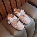 Funkelnde Mädchen-Prinzessinenschuhe in Roségold mit Perlen und Strassschleife - Größe 23-25 Set / Rosa