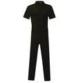 Short-sleeve black jumpsuit for men with waist belt and chest pockets utility wear - Black