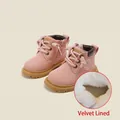Warm pink toddler Martin boots with soft fleece lining and convenient side zipper - Size 18 / Inner 13.5cm / Pink (Fleece Lined)
