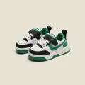 Children's infant sports walking sneakers in white, black and green with Velcro straps - Size 16 (Inner Length 12.5cm) / Green (Low-cut)