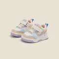 Stylish infant multi-color soft-sole walking shoes with velcro straps for toddlers - Size 15 (Inner 12.0cm) / High-Top / Purple
