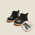 Black faux leather Martin boots for toddlers with breathable mesh lining detail - Size 26 (16.2cm) / Black (Single Shoe)