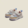 Pastel colorblock toddler sneakers with soft sole and velcro strap for boys and girls - Size 16 (Inner Length 12.5cm) / Purple (Low-cut)