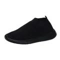 Chaussures de sport respirantes en maille noire sans lacets avec semelle plate durable - 35 / Noir