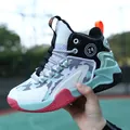 High-top breathable basketball shoes for boys with non-slip soles and shock absorption. - 28 / Blue
